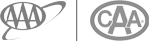 The image shows the AAA (American Automobile Association) logo on the left and the CAA (Canadian Automobile Association) logo on the right.